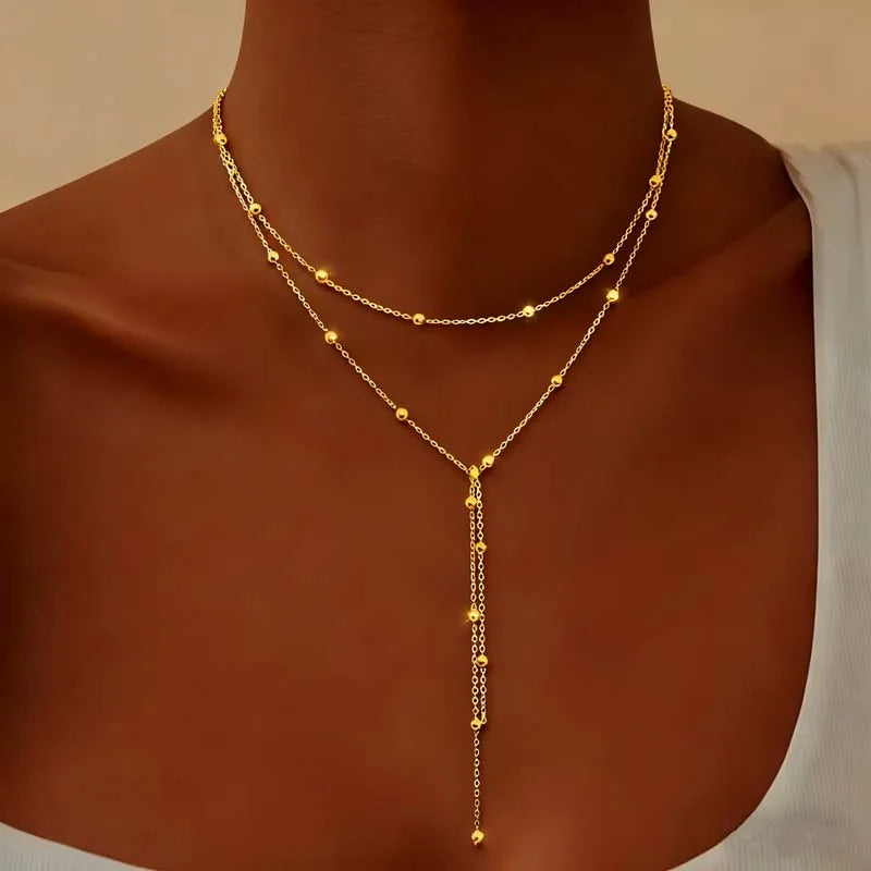 Collier Y Long à Chaîne Boule – Élégance & Tendance
