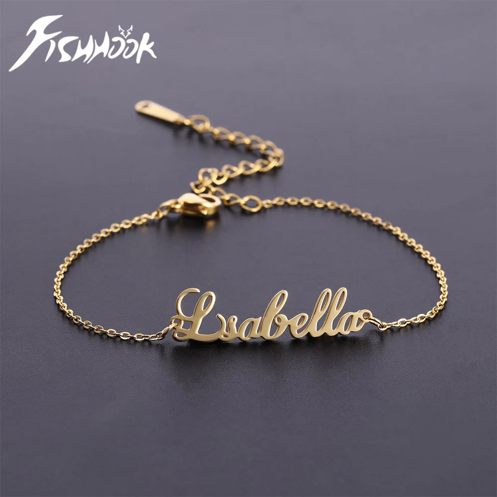Bracelet Prénom Personnalisé – Chaîne & Plaque