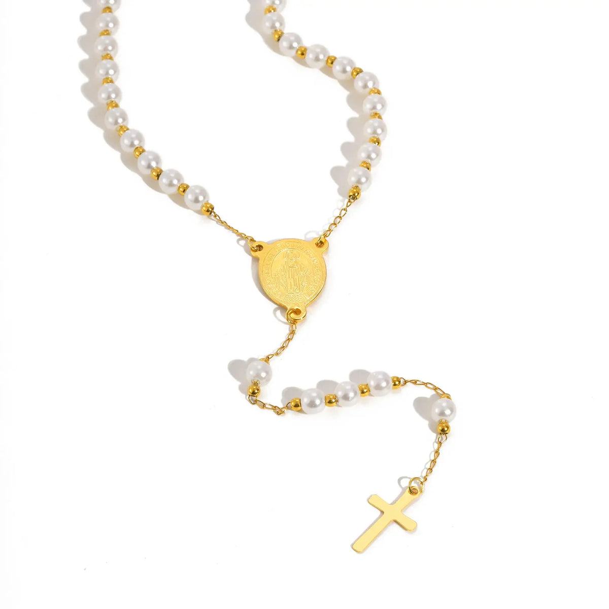 Collier Croix & Saint Benoît – Perles & Chaîne