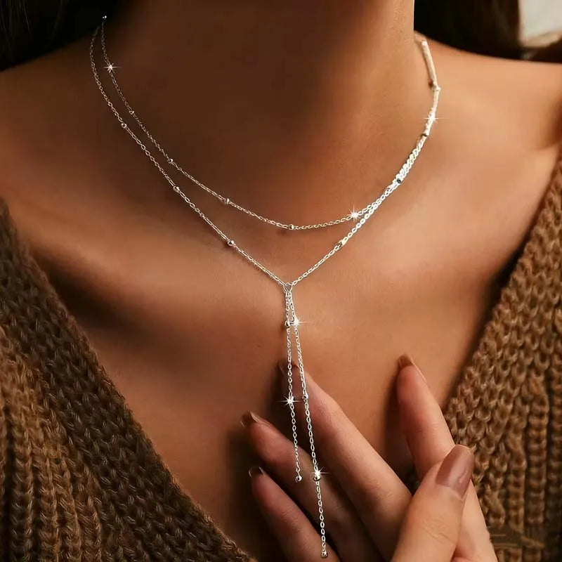 Collier Y Long à Chaîne Boule – Élégance & Tendance