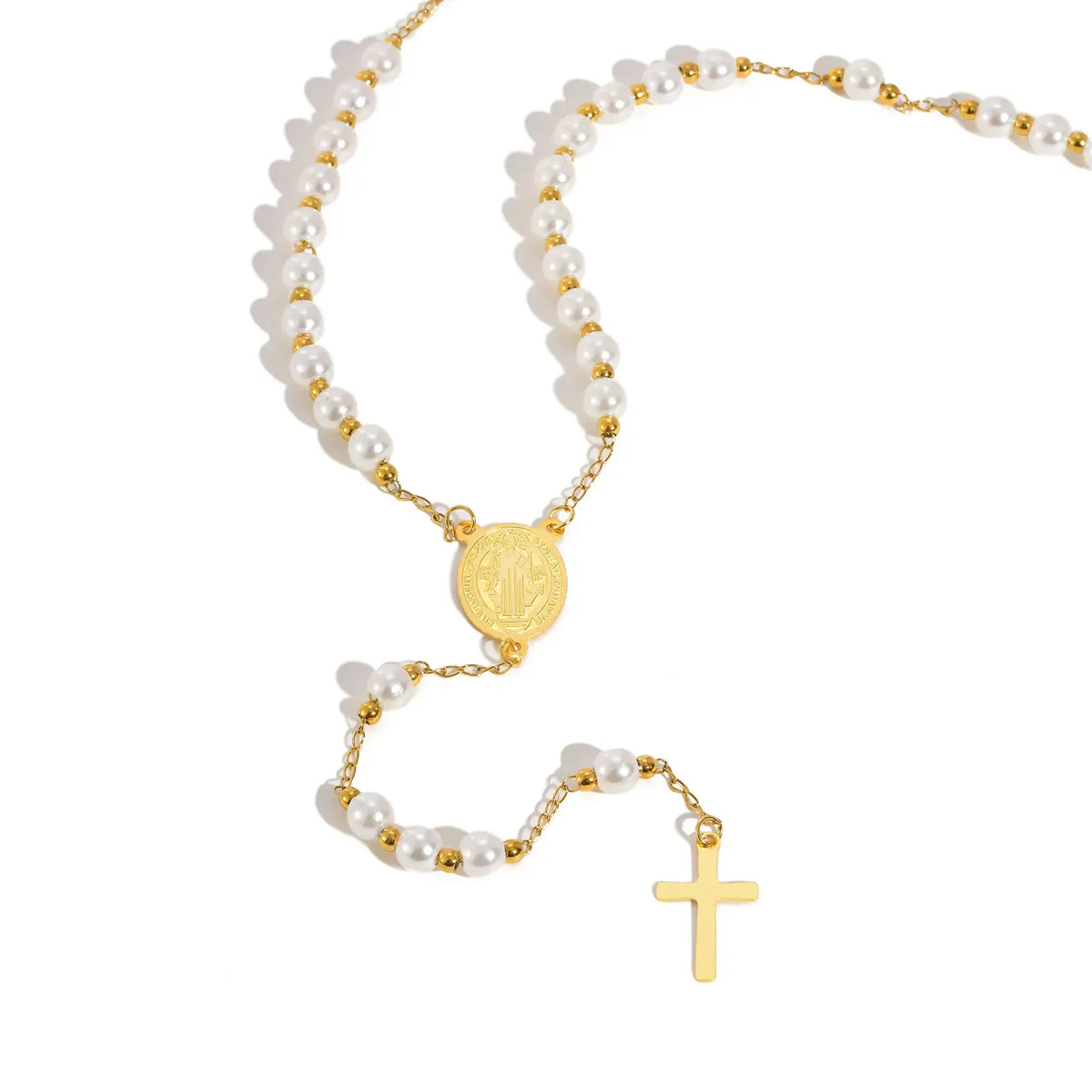 Collier Croix & Saint Benoît – Perles & Chaîne