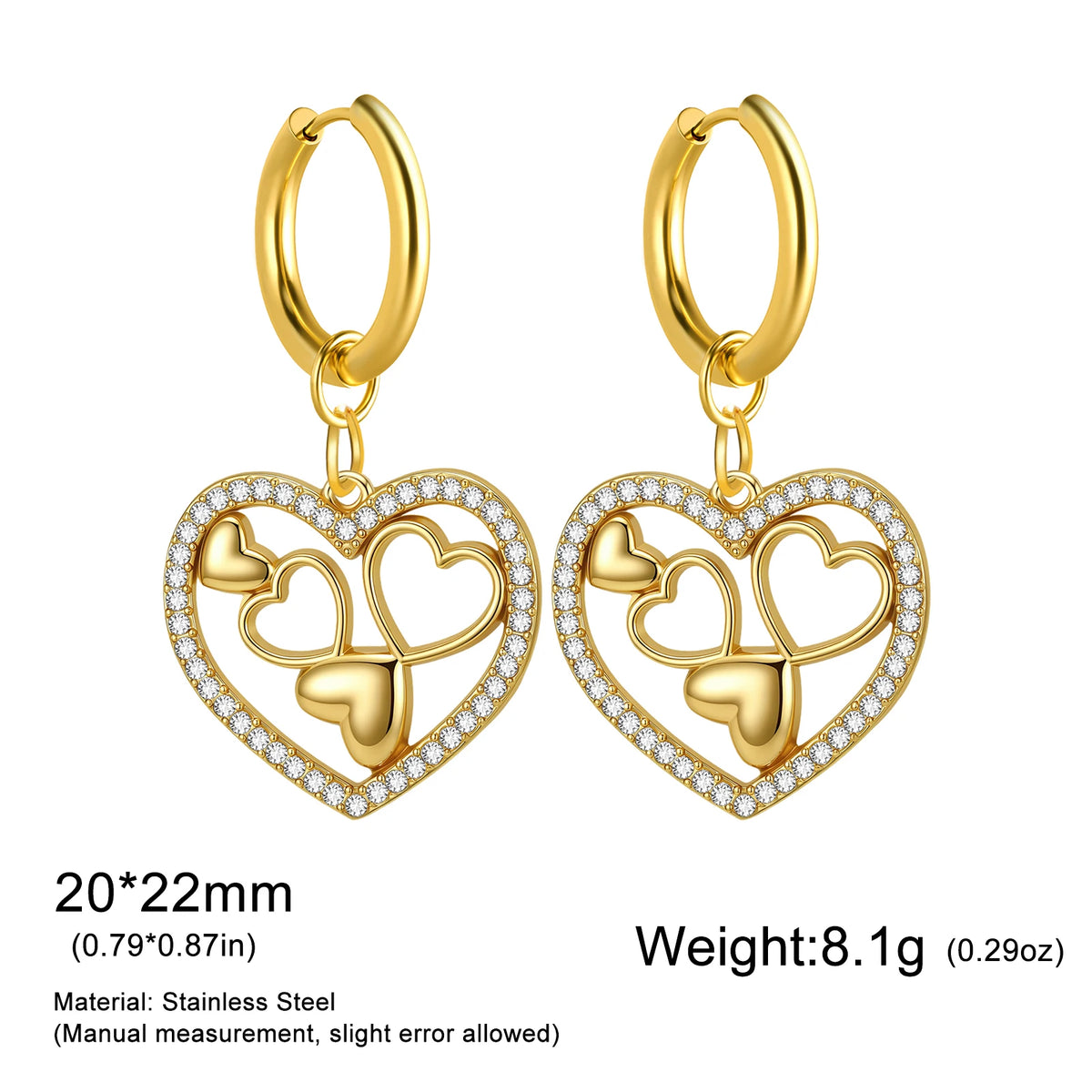 Boucles d’Oreilles Cœur en Zircon – Style Romantique