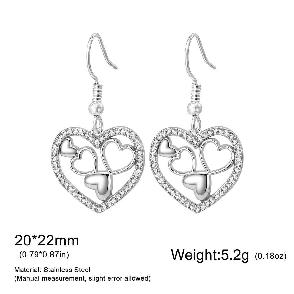 Boucles d’Oreilles Cœur en Zircon – Style Romantique