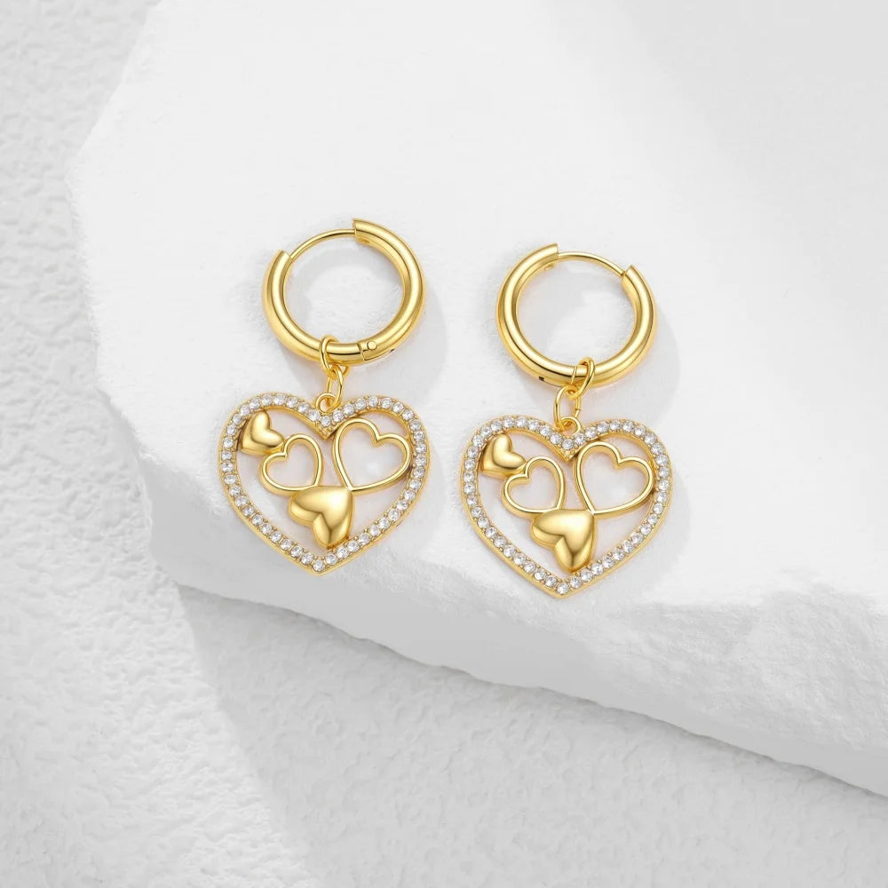 Boucles d’Oreilles Cœur en Zircon – Style Romantique
