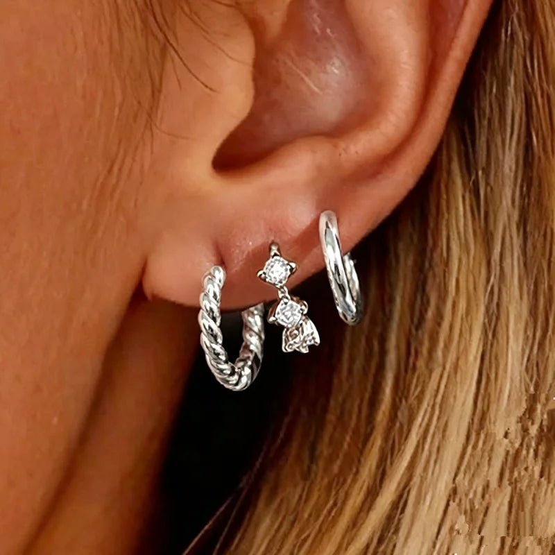 Boucles d’Oreilles Créoles Twist – Lot de 3 à 6 Pièces