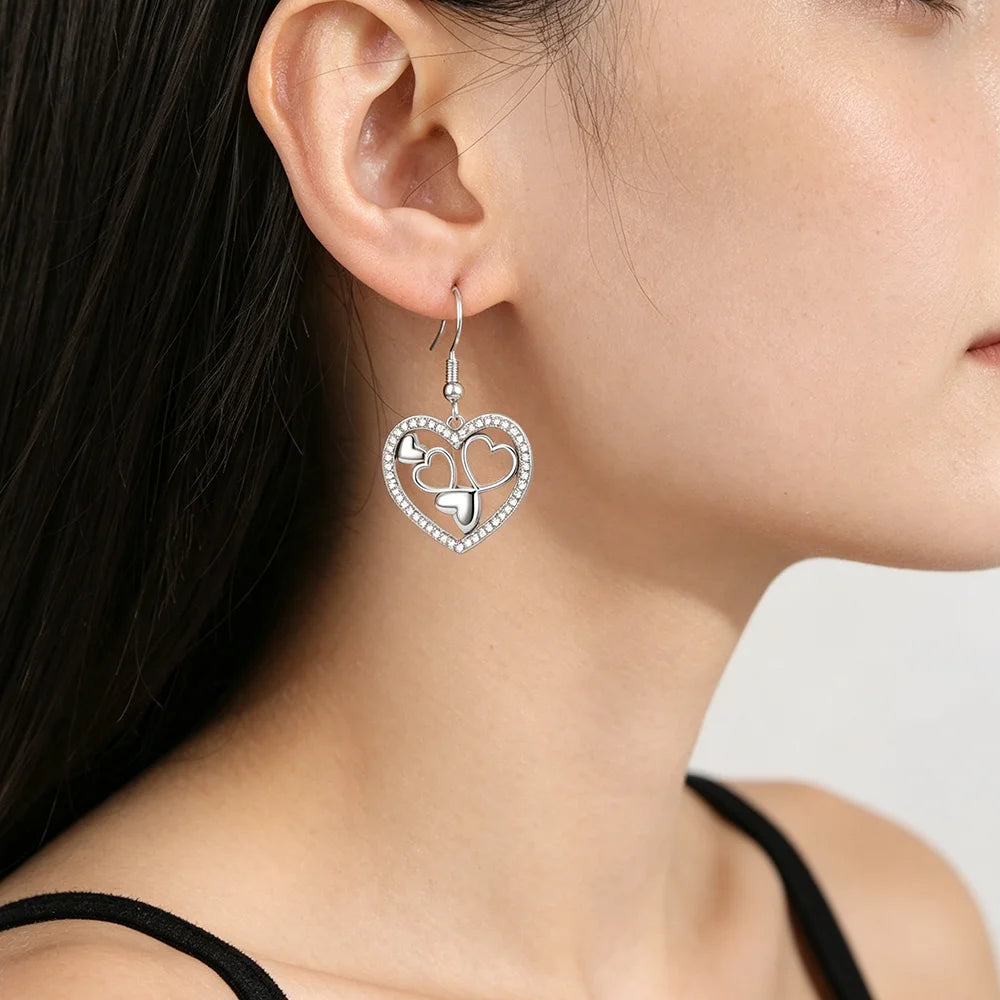 Boucles d’Oreilles Cœur en Zircon – Style Romantique