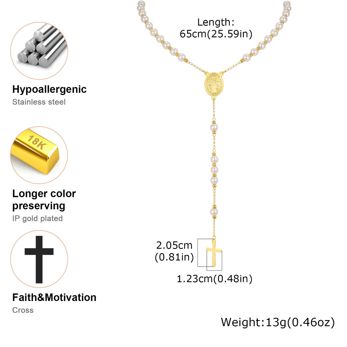 Collier Croix & Saint Benoît – Perles & Chaîne