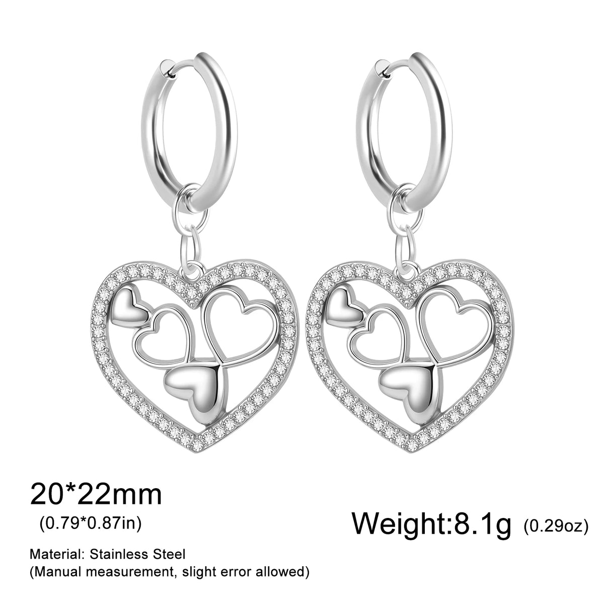 Boucles d’Oreilles Cœur en Zircon – Style Romantique