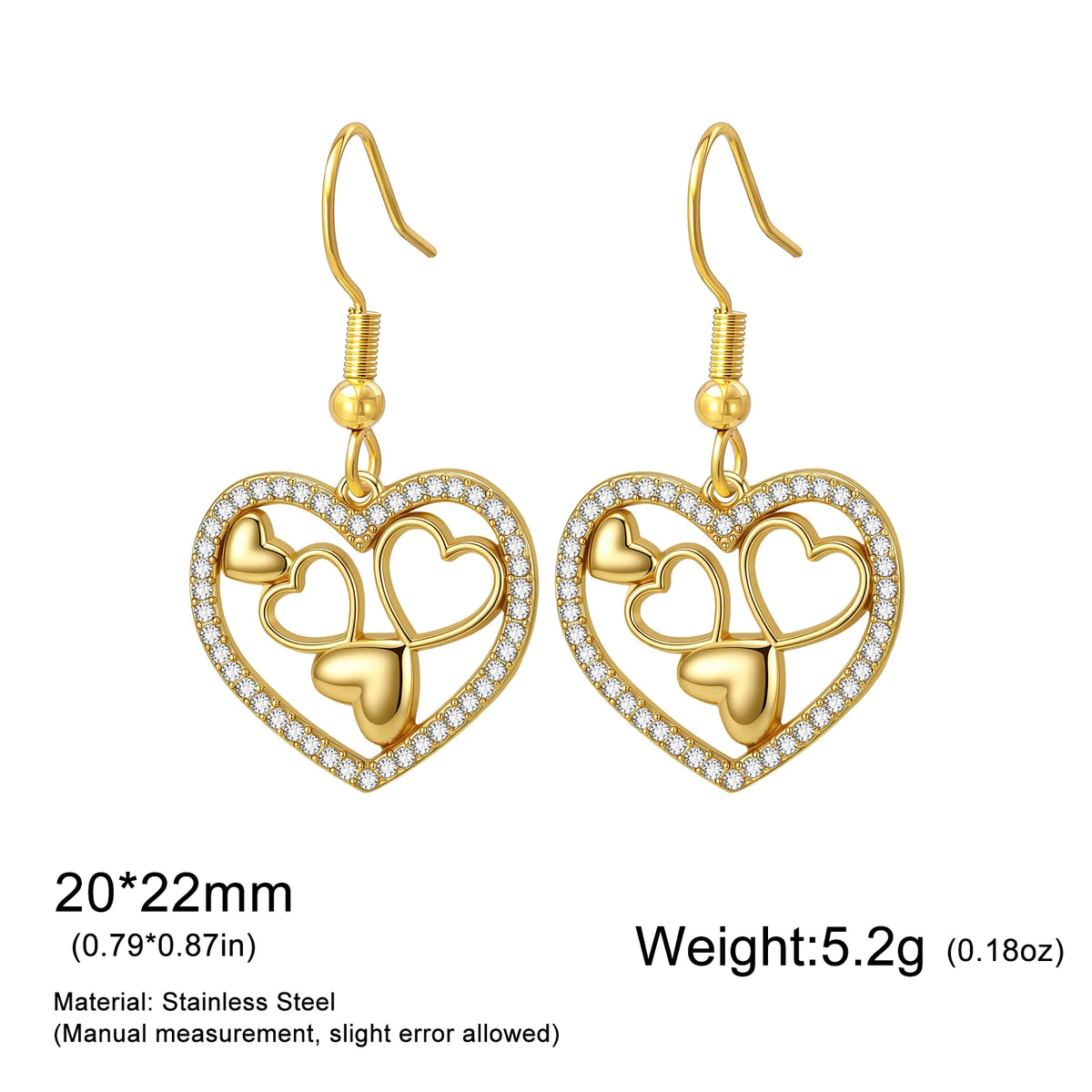 Boucles d’Oreilles Cœur en Zircon – Style Romantique