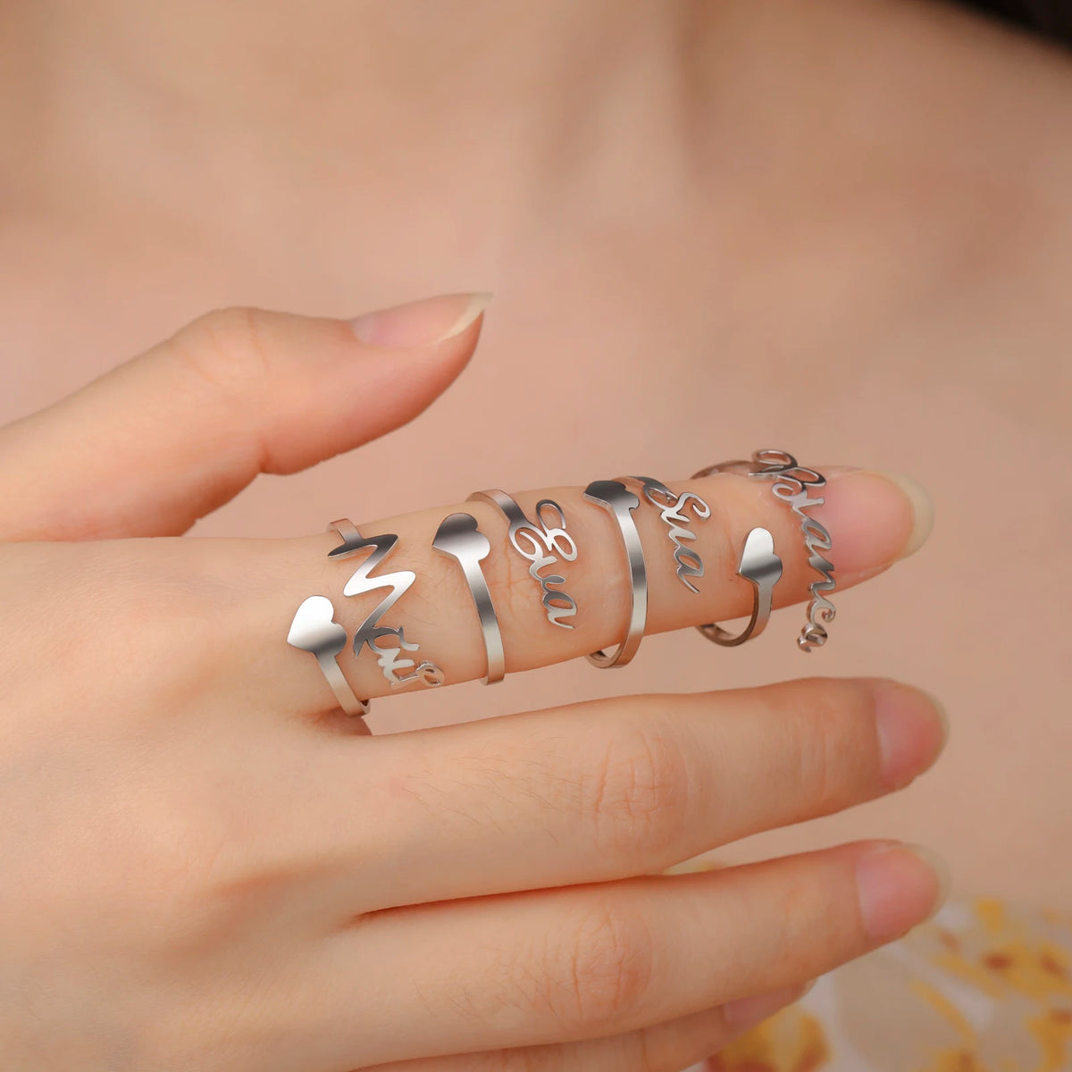 Bague Prénoms Personnalisée – Acier Inoxydable