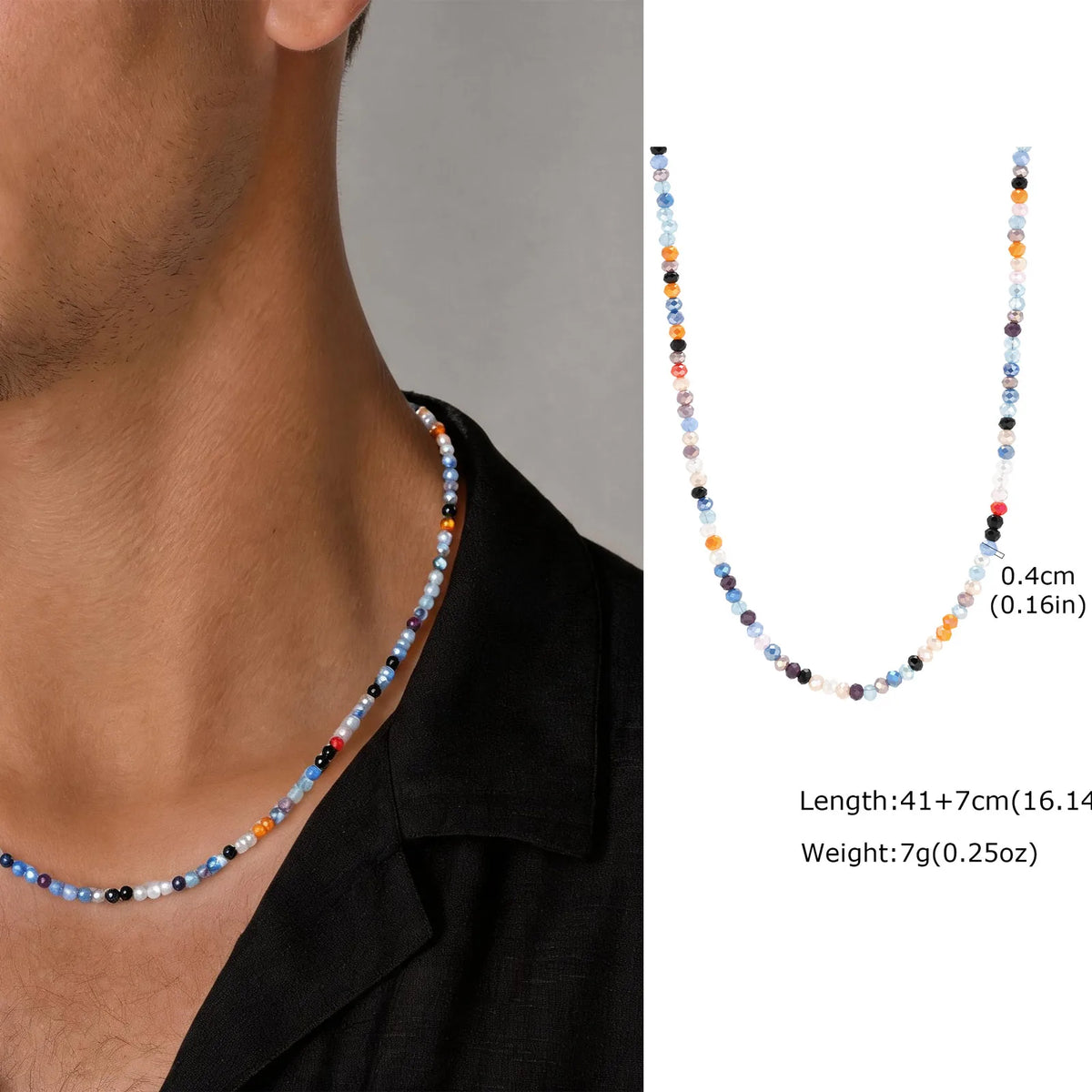 Collier Perles & Cristaux – Style Élégant pour Homme