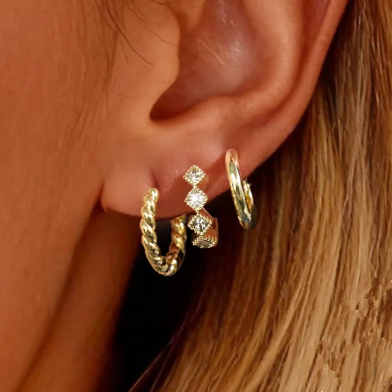 Boucles d’Oreilles Créoles Twist – Lot de 3 à 6 Pièces