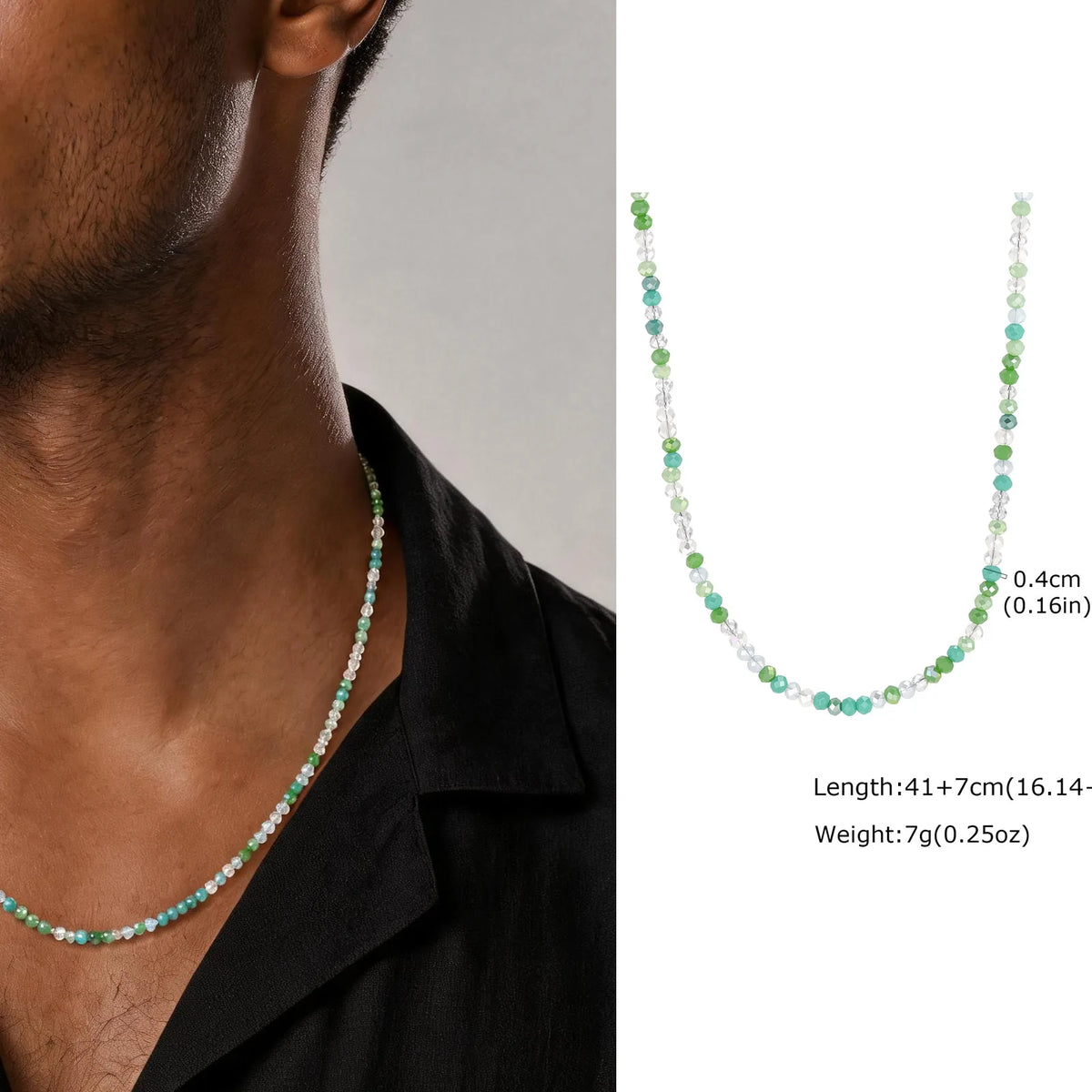 Collier Perles & Cristaux – Style Élégant pour Homme