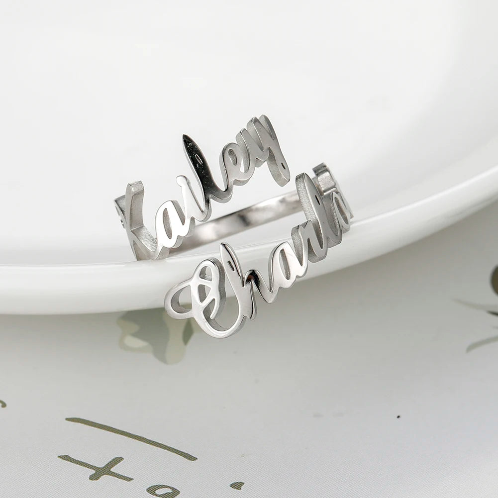 Bague Prénoms Personnalisée – Acier Inoxydable