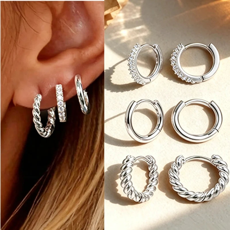 Boucles d’Oreilles Créoles Twist – Lot de 3 à 6 Pièces