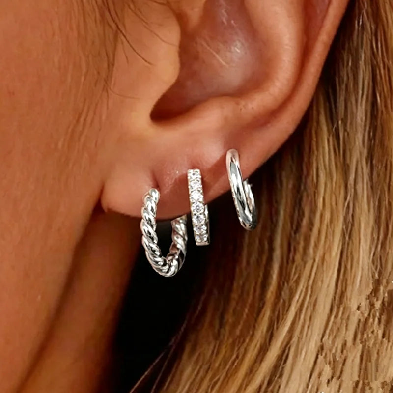Boucles d’Oreilles Créoles Twist – Lot de 3 à 6 Pièces