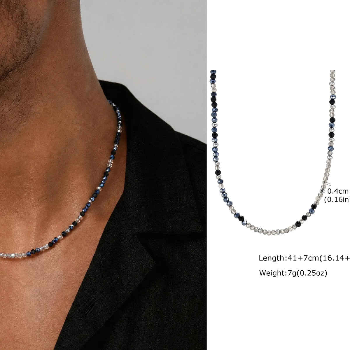 Collier Perles & Cristaux – Style Élégant pour Homme