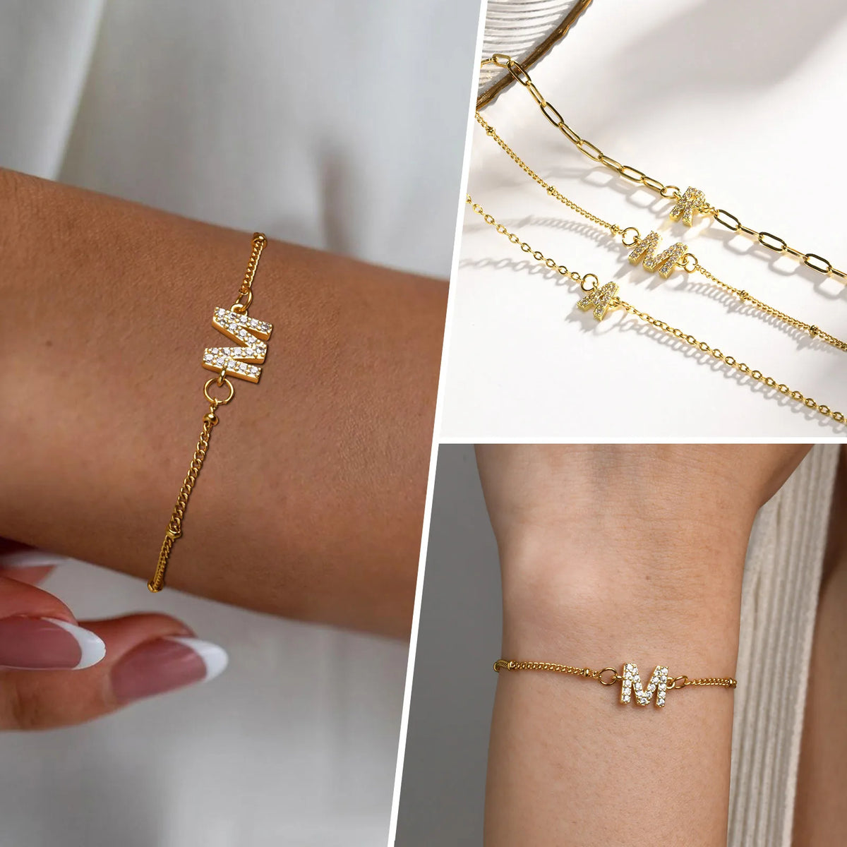 Bracelet Personnalisé Initiale – Chaîne en Acier Inoxydable