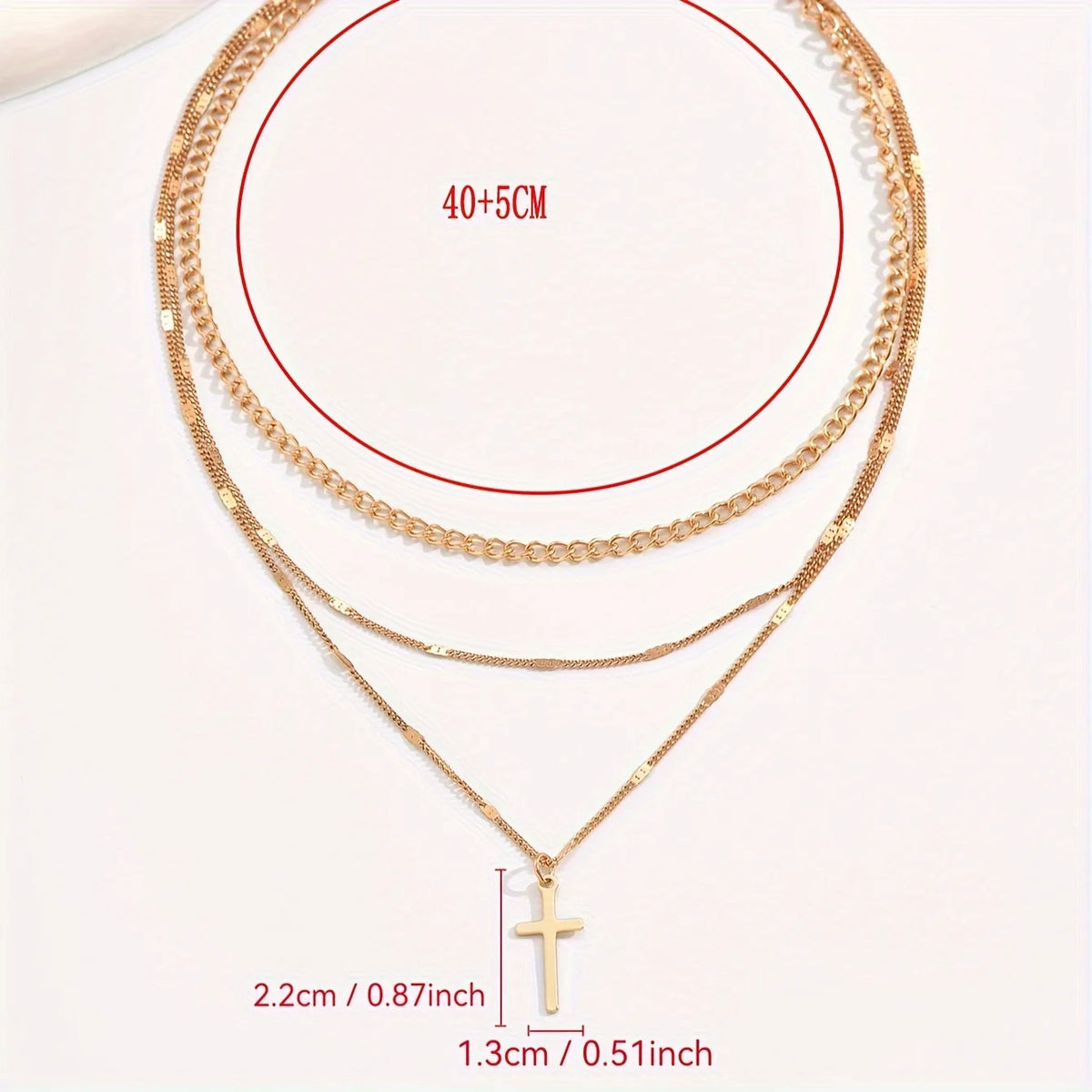 Collier Croix Multi-Rangs – Acier Inoxydable