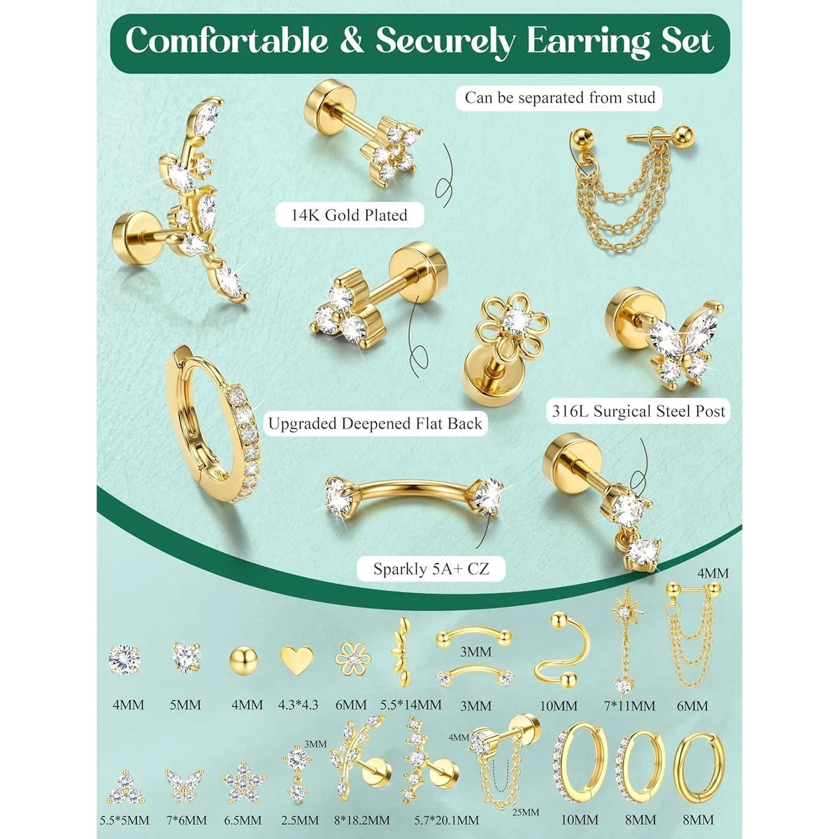 Piercing Hélix Florideco – Acier Chirurgical & Zircon