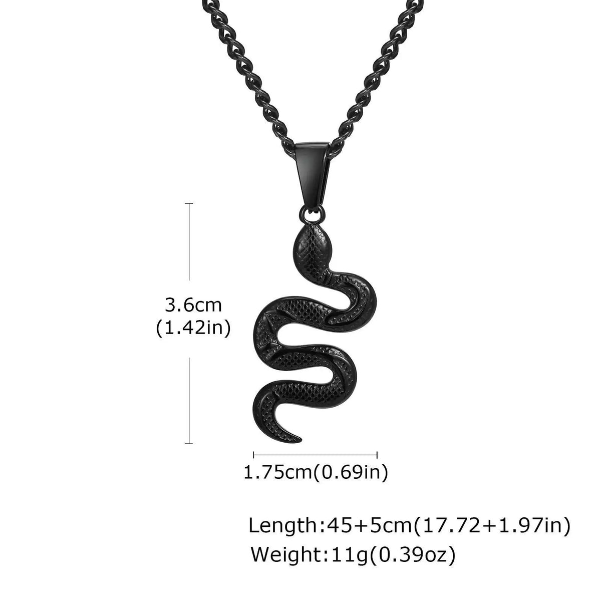 Vnox Simple Hip Hop Stainless Steel Snake Pendant Men's Necklace, Adjustable Cuban Chain, Daily Casual Jewelry Accessories Gifts
