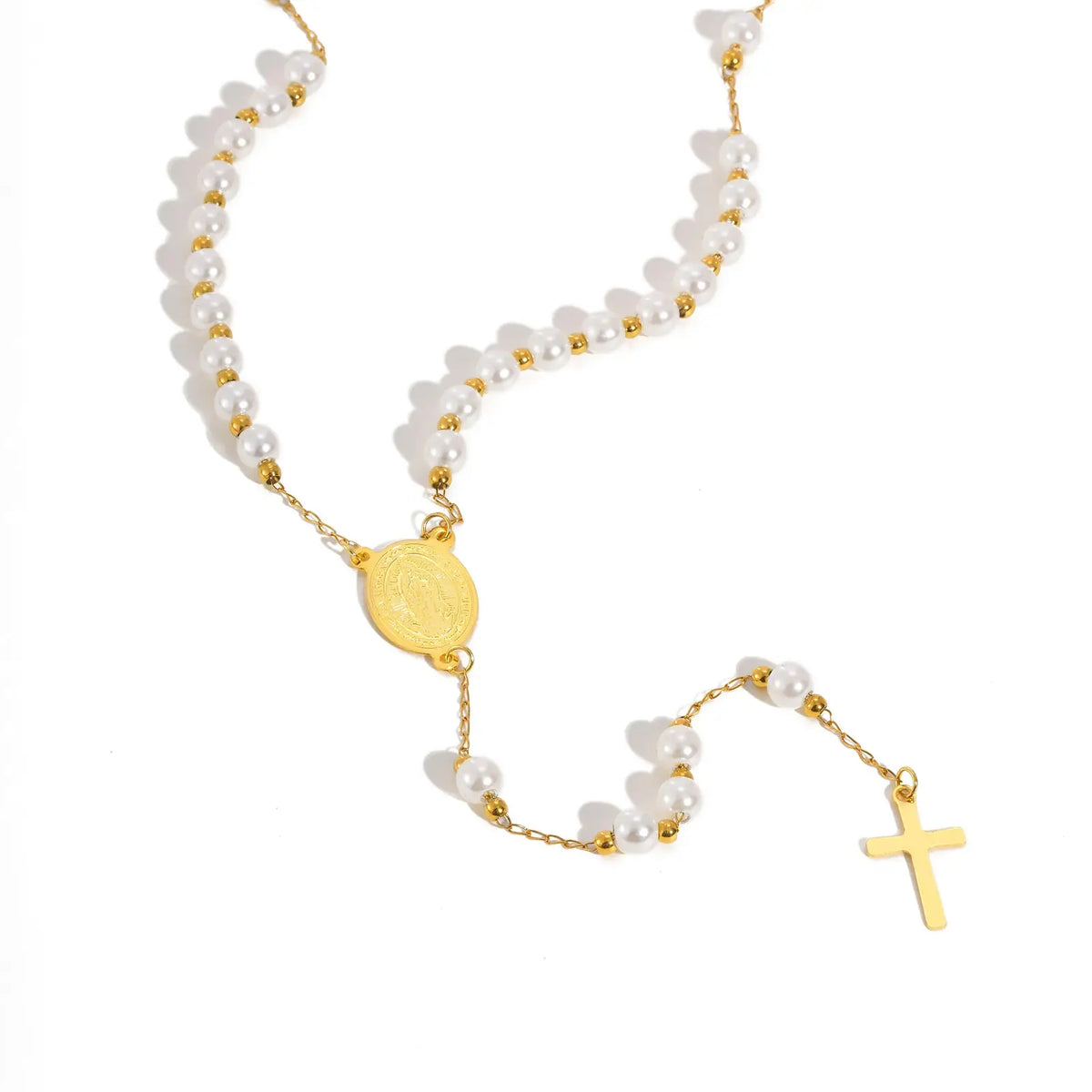Collier Croix & Saint Benoît – Perles & Chaîne