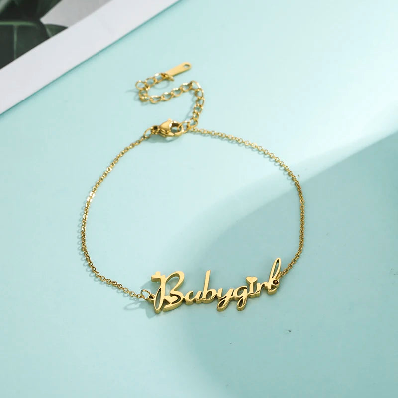 Bracelet Prénom Personnalisé – Chaîne & Plaque