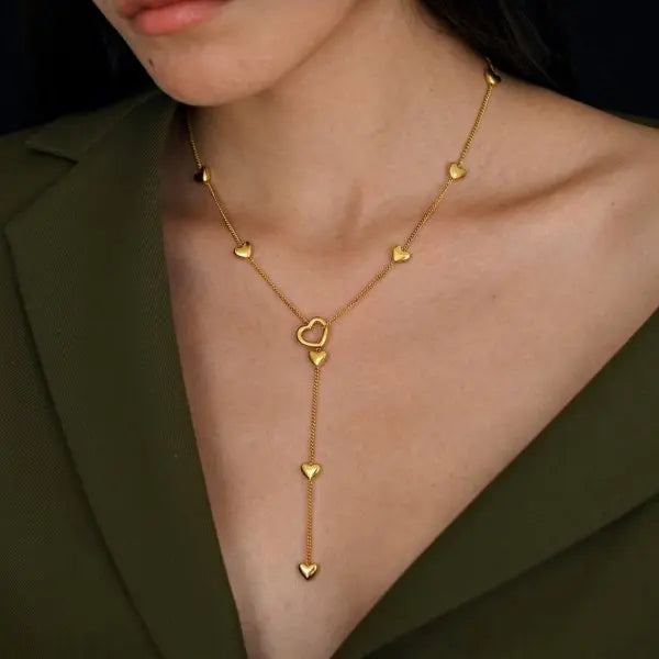 Collier Fleur & Chaîne Longue – Acier Inoxydable