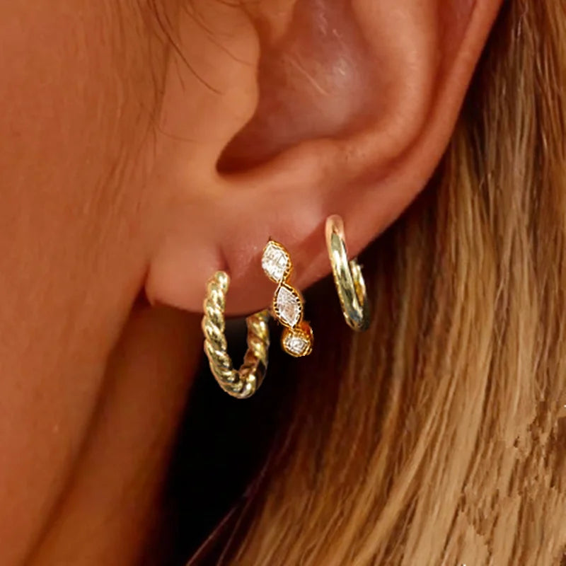 Boucles d’Oreilles Créoles Twist – Lot de 3 à 6 Pièces