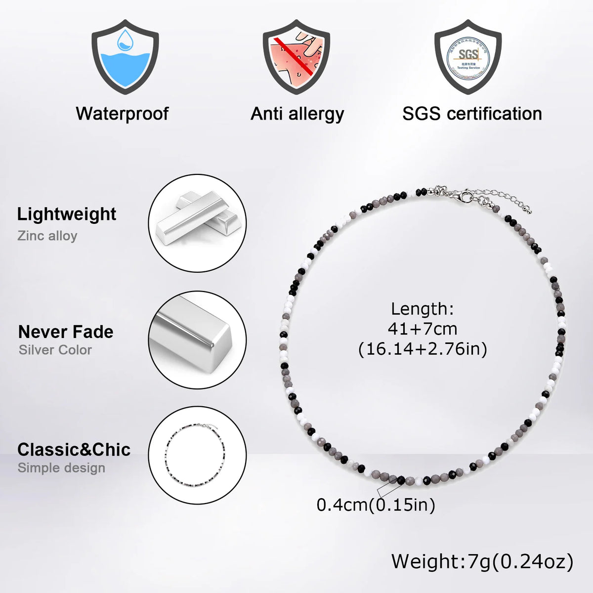 Collier Perles & Cristaux – Style Élégant pour Homme