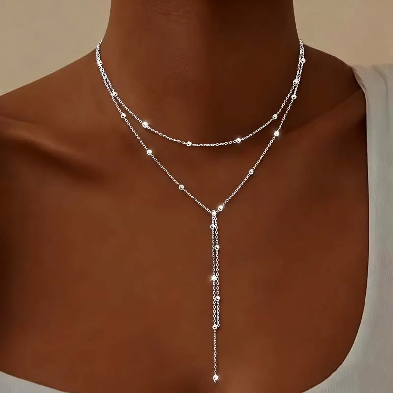 Collier Y Long à Chaîne Boule – Élégance & Tendance